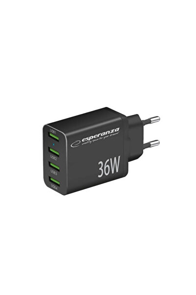 ESPERANZA Φορτιστής χωρίς καλώδιο με 4 θύρες USB-A, Γρήγορη Φόρτιση 3.0 36W, ...