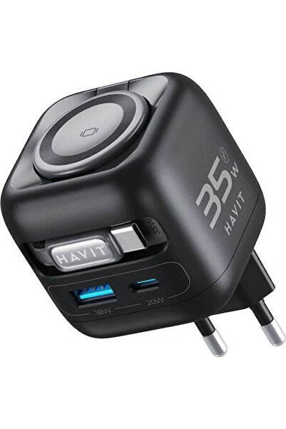 Havit Ασύρματος φορτιστής GaN με θύρες USB-A και USB-C, Παροχή ισχύος 35W, Μα...