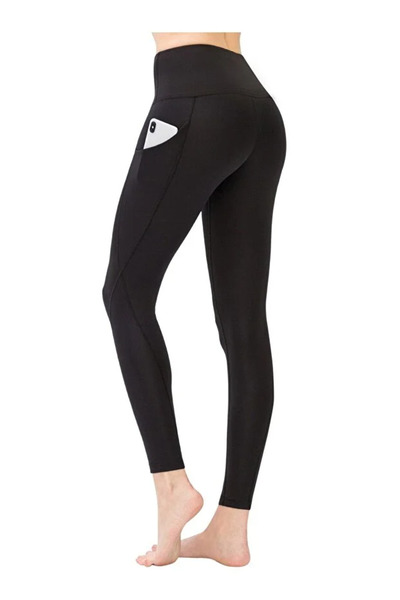 CloudyMood Women's Black High Waist Double Pocket Slimming Tight Leg Sports L...