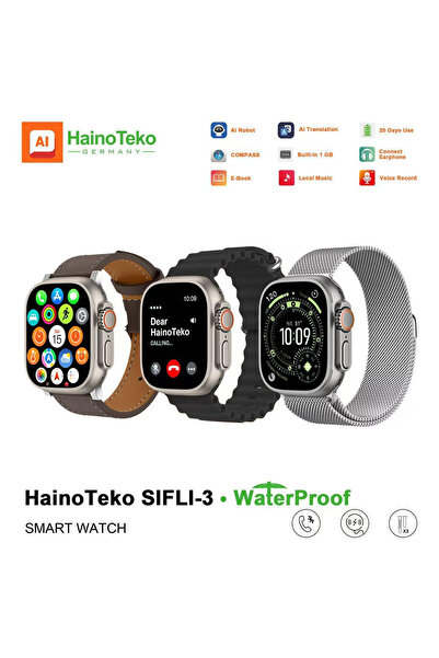 HAINOTEKO ساعة ذكية SIFLI-3 مقاومة للماء مع شاشة AMOLED مقاس 2.02 بوصة، مكالم...