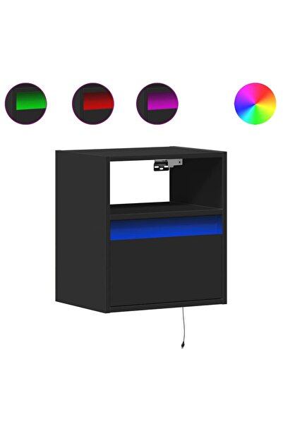 vidaxl Noptiere montate pe perete cu lumini LED, 2 buc., negru