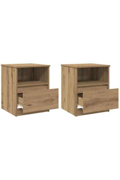 vidaxl Noptiere, 2 buc., stejar artizanal, 40x40x50 cm, lemn prelucrat
