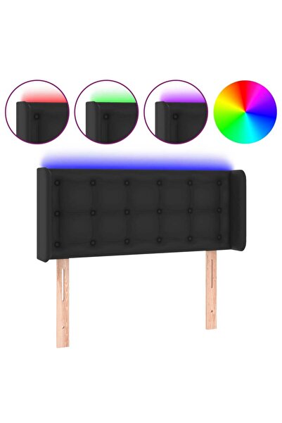 vidaxl LED headboard, black, 93x16x78/88 cm, eco- Leather
