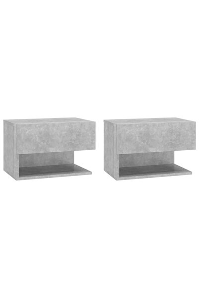 vidaxl Noptiere de perete cu montaj pe perete, 2 buc., gri beton