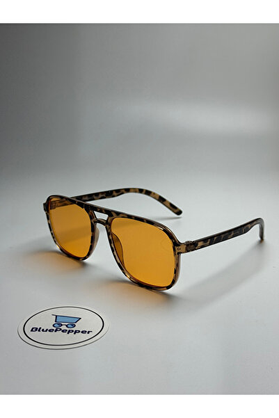 BluePepper Fraude Leopard Sunglasses Pilot Model Orange Glass Colored