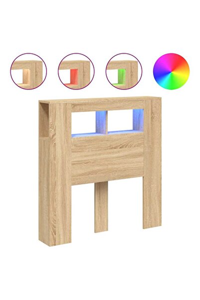 vidaxl Tăblie de pat cu LED, stejar sonoma, 100x18,5x103,5 cm, lemn