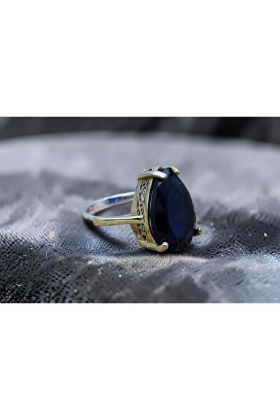 Rubino Silver 925 ayar gümüş Kadın yüzük - Safir Taşlı Kadın Yüzük - Bronz De...