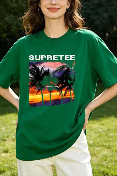 Fleck Womens T Shirts Tropical Sunset Palm Tree Print Casual Summer Style