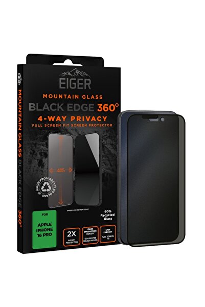 EIGER Folie de protecție pentru iPhone 16 Pro, Black Edge, 360°, rezistentă l...