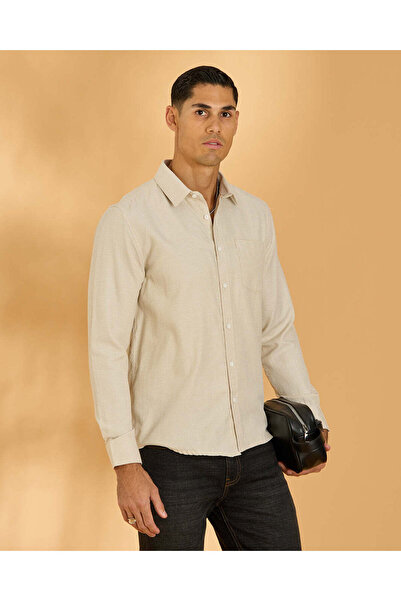 REDTAG Men Beige Long Sleeve Shirt