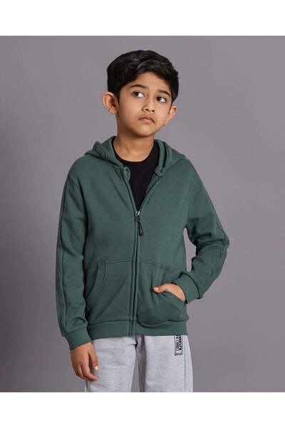 REDTAG سويت شيرت أخضر بغطاء رأس للأولاد