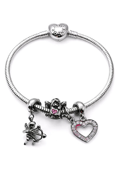MakeWell Love Arrow & Heart Steel Charm Bracelet