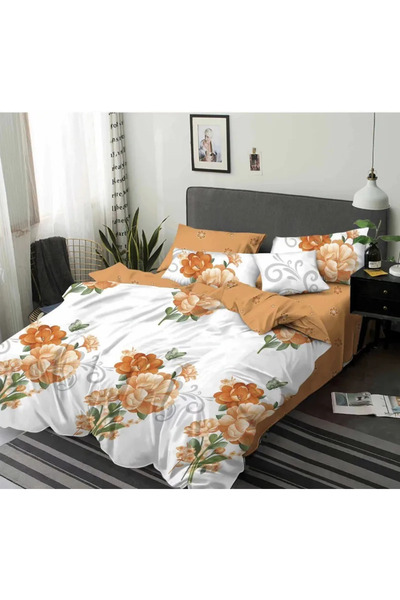 Sky Home Bedding set Finet 6 pieces, Orange with Flowers-KY73