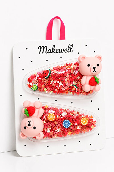 MakeWell 2-Piece Children's Snap Hair Clips with Teddy Bear Figures – Purple ...