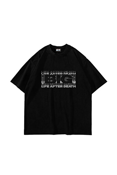 Sekizbiraltı Notorious Big Printed Oversize Unisex Black Tshirt