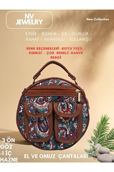 NV JEWELRY Yuvarlak Bohem Desenli Çanta
