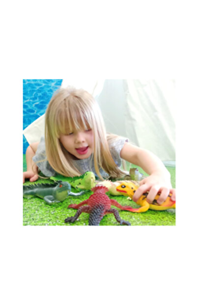 CasaDesteapta.ro Toy Top Bottom Set of 6 Large Rubber Reptiles, 23 cm