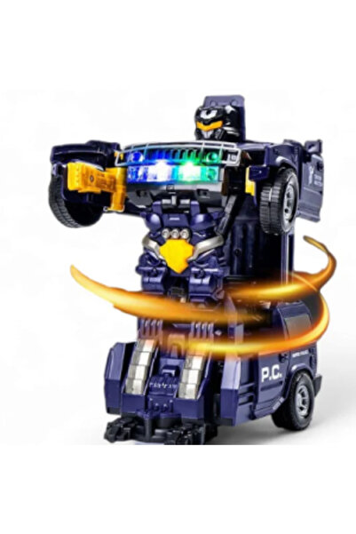 CasaDesteapta.ro Police Car Toy with Automatic Transformation into Robot – Li...