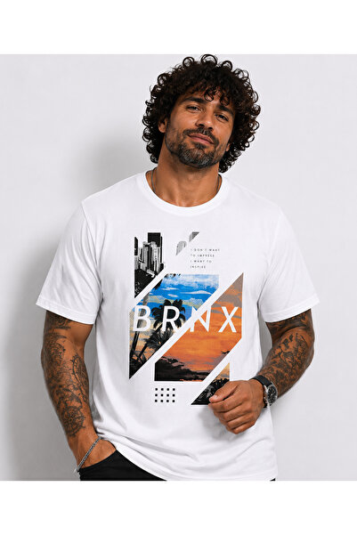 MocGrande Men’S Oversized Crew Neck T-Shirt Brnx 26139 White