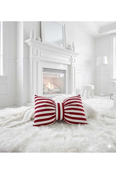 hobizer tekstil Decorative Bowknot Striped Pouf Pillow 50X40 cm Throw Pillow