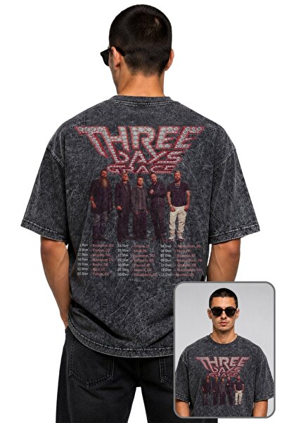 Fuddy Moda Unisex Three Days Grace Back-Printed Washable T-Shirt, Oversized R...
