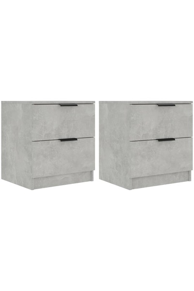 vidaxl Noptiere, 2 buc., gri beton, lemn prelucrat