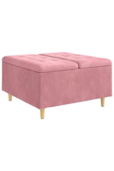 vidaxl Ottomană de depozitare cu pernă Roz 80 x 80 x 45 cm Catifea