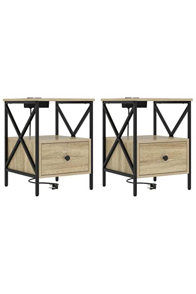 vidaxl Dulap de noapte 2 pcs Stejar Sonoma 41,5 x 40,5 x 55 cm