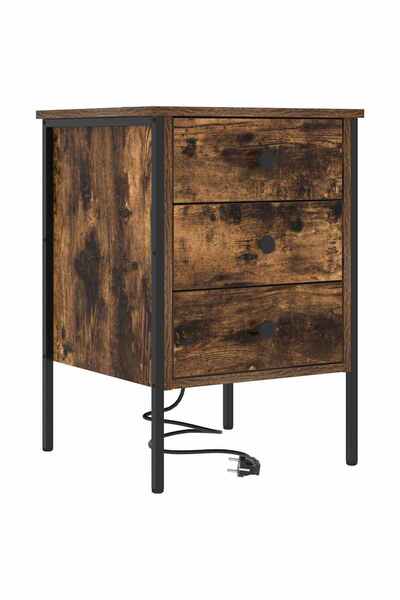 vidaxl Dulap de noapte Stejar fumuriu 42 x 41 x 61 cm Lemn compozit