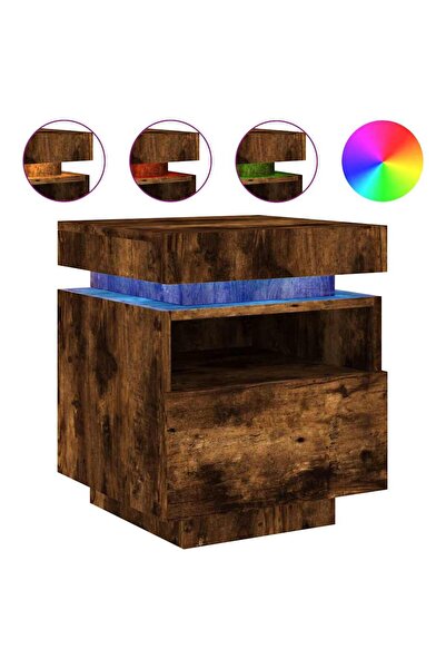 vidaxl Noptieră cu lumini LED, stejar sonoma, 40x39x48,5 cm