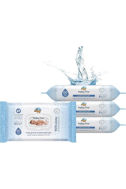 Nappy Time Baby Wipes 99.9% pure water with Chamomile extract - fragrance, al...
