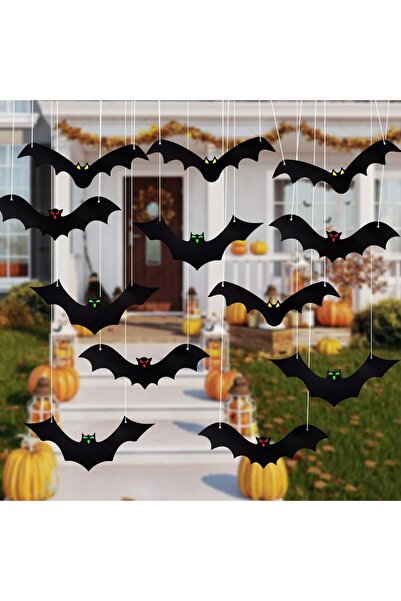 Other Pachet de 12 lilieci de Halloween de agățat, cu fir transparent și ochi...