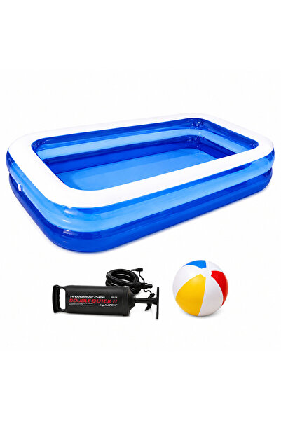 Rovitech -44% Piscina gonflabilă dreptunghiulară, 2 inele, 200x140x40 cm + po...