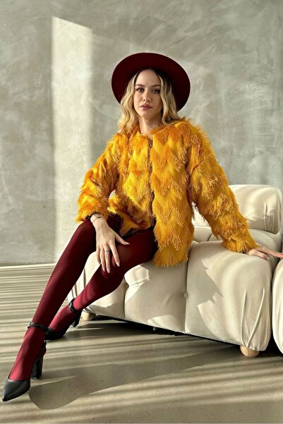 VERYMODA Faux Fur Jacket - Mustard |   F1640