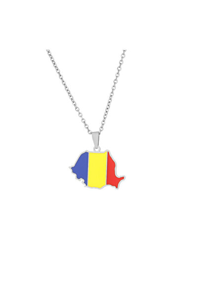 Tessero Lantisor Dama si Barbati Cu Pandantiv Harta Romaniei, In Culorile Tri...