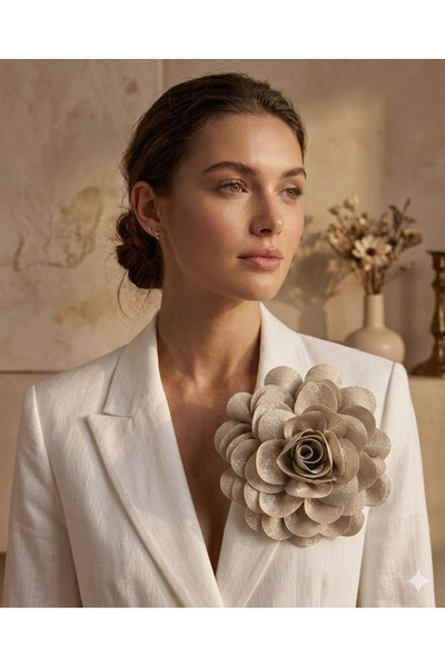 GUSTELLO Luxury Büyük Çiçek Broş Blazer Elbise Yaka Aksesuarı