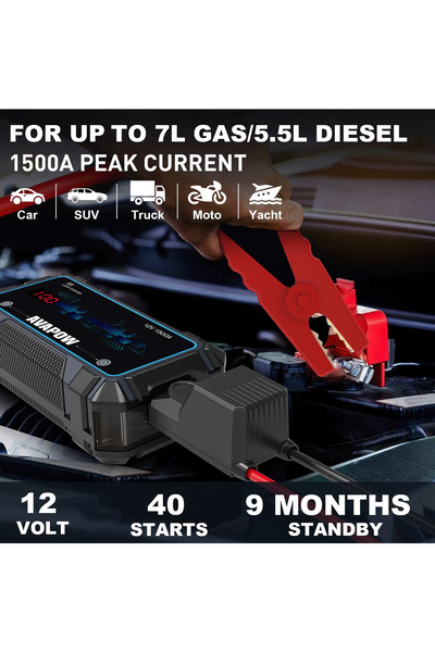 Avapow A9 Εκκινητής Μπαταρίας Αυτοκινήτου 12V 2500A 8000mAh