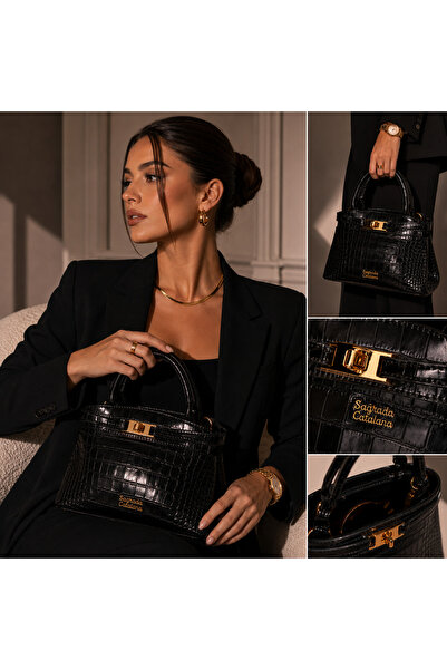 Sagrada Catalana Geantă Damă Albastră Elegantă – Luxury Croco |
