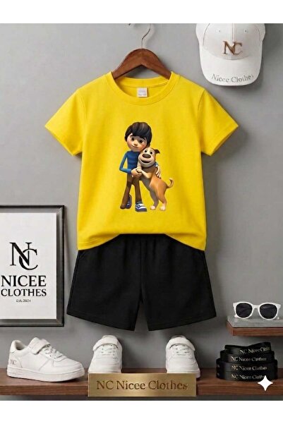 NC Nicee Clothes تي شيرت صيفي للأطفال شورت يونيسكس (2 قطعة رافادان تايفا باسكي)