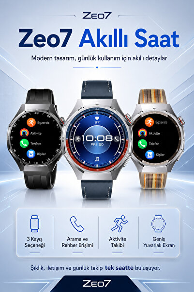 Zeo7 Bluetooth Aramalı Akıllı Saat, 1.53 İnç IPS Ekran, 3 Kayış, 10 Gün Pil, ...
