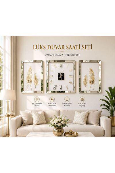 WOYA lüks duvar saati & tablo seti