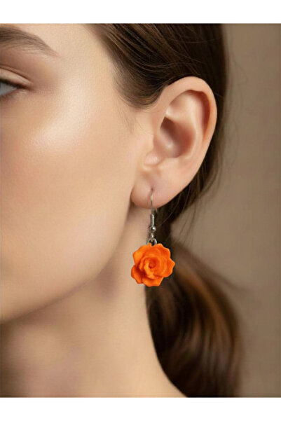 Fullment Orange Earrings with Rose Figure, Romantic Sparkle
