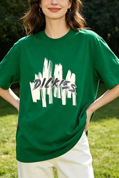 Fleck Womens T Shirts Dickies Logo Graphic Oversized Casual Style