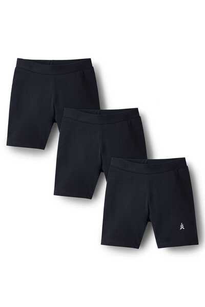 Pine kids Cotton Lycra Knit Solid Cycling Shorts (Pack of 3) - Black