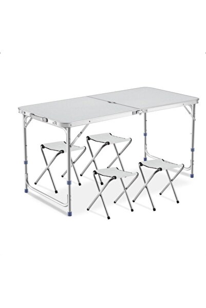 SELECT Masă Pliabilă Picnic cu 4 Scaune 60x120 cm Tip Valiză Aluminiu