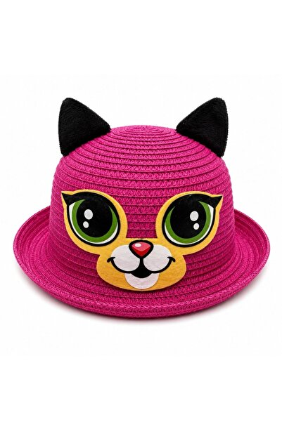NN Palarie de Vara Fucsia pentru Copii, cu Design Pisicuta si Protectie UV