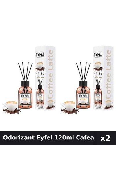 Eyfel Set 2 Odorizant Camera cu Betisoare - Aroma Cafea, Parfum Intens 120ml