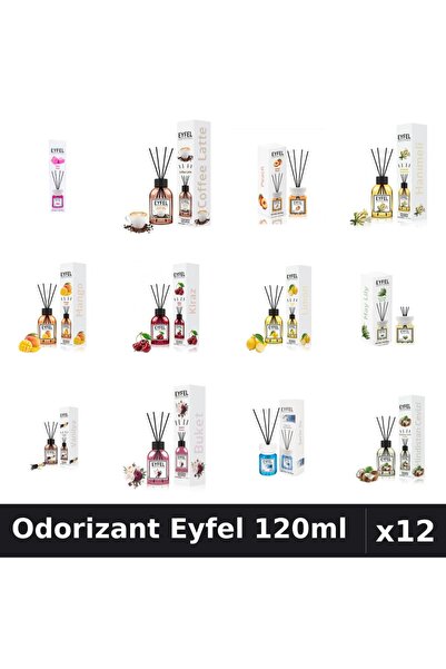 Eyfel Set 12 Odorizante Camera cu Betisoare - 12 Arome Asortate, 120ml