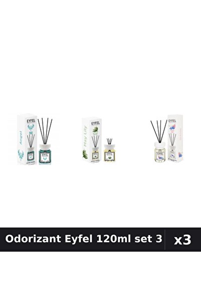Eyfel Set 3 Odorizant Camera cu Betisoare - Angel, Lacramioare, Orhidee 120ml