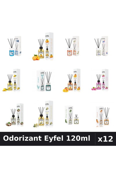 Eyfel Set 12 Odorizante Camera cu Betisoare - 12 Arome Asortate, 120ml